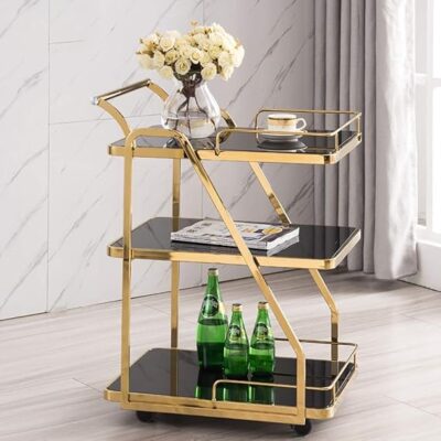 QandAHome-Gold Serving Cart