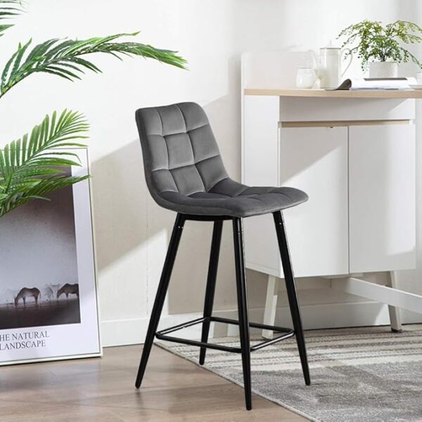 Grey Velvet Barstool