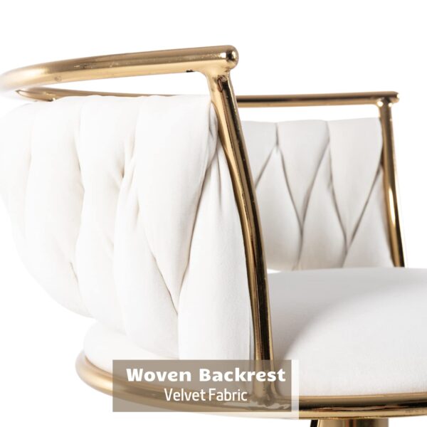 Cream White Velvet Barstool - Image 2