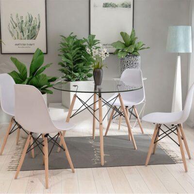 QandAHome-Julisa Clear Round Table Set