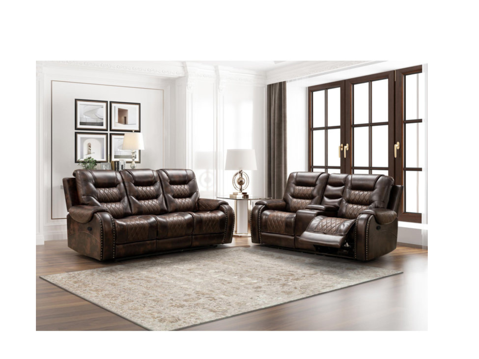 QandAHome-Khalil Genuine Leather Sofa