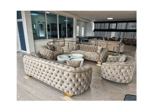 Luxurious Genuine Leather Tufted Sofa Set