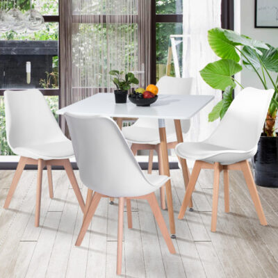 QandAHome-4 Seater White Table Set