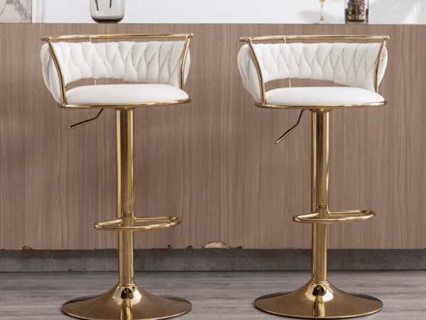 Cream White Velvet Barstool
