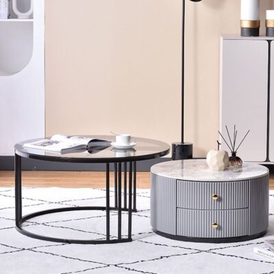 QandAHome-Elegant Black Nesting Table