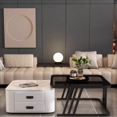 QandAHome-Matte Black Nesting Table