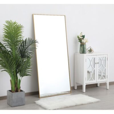 QandAHome-Golden rectangular wall  mirror
