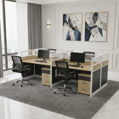 QandAHome-Fendi 4-Person Work Station