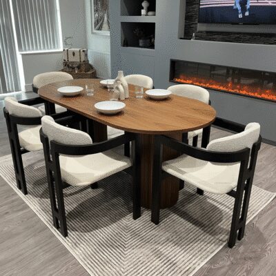 QandAHome Lovisa Solid Mango Wood 6 Seater Dining Set