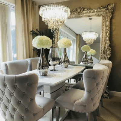 QandAHome -Sona Marble Top 6 Seater Dining Set