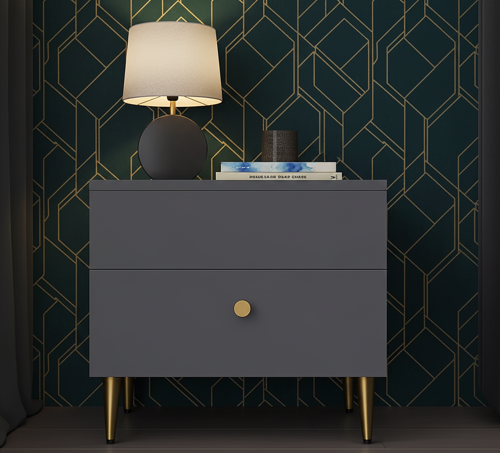 QandAHome-Midas Charcoal Grey Night stand - Image 2