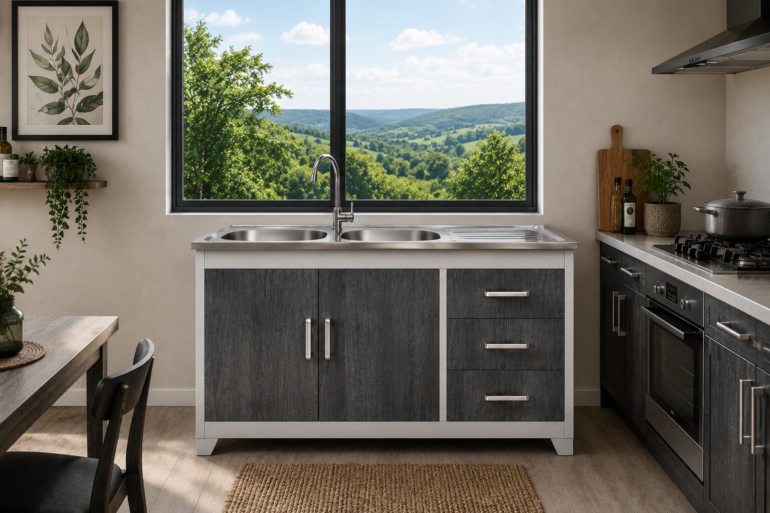 QandAHome-Double Bowl Metal Sink - Image 2