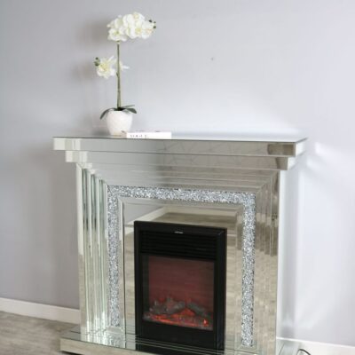 QandAHome-Carol Mirrored Glass Electronic Fireplace Surround