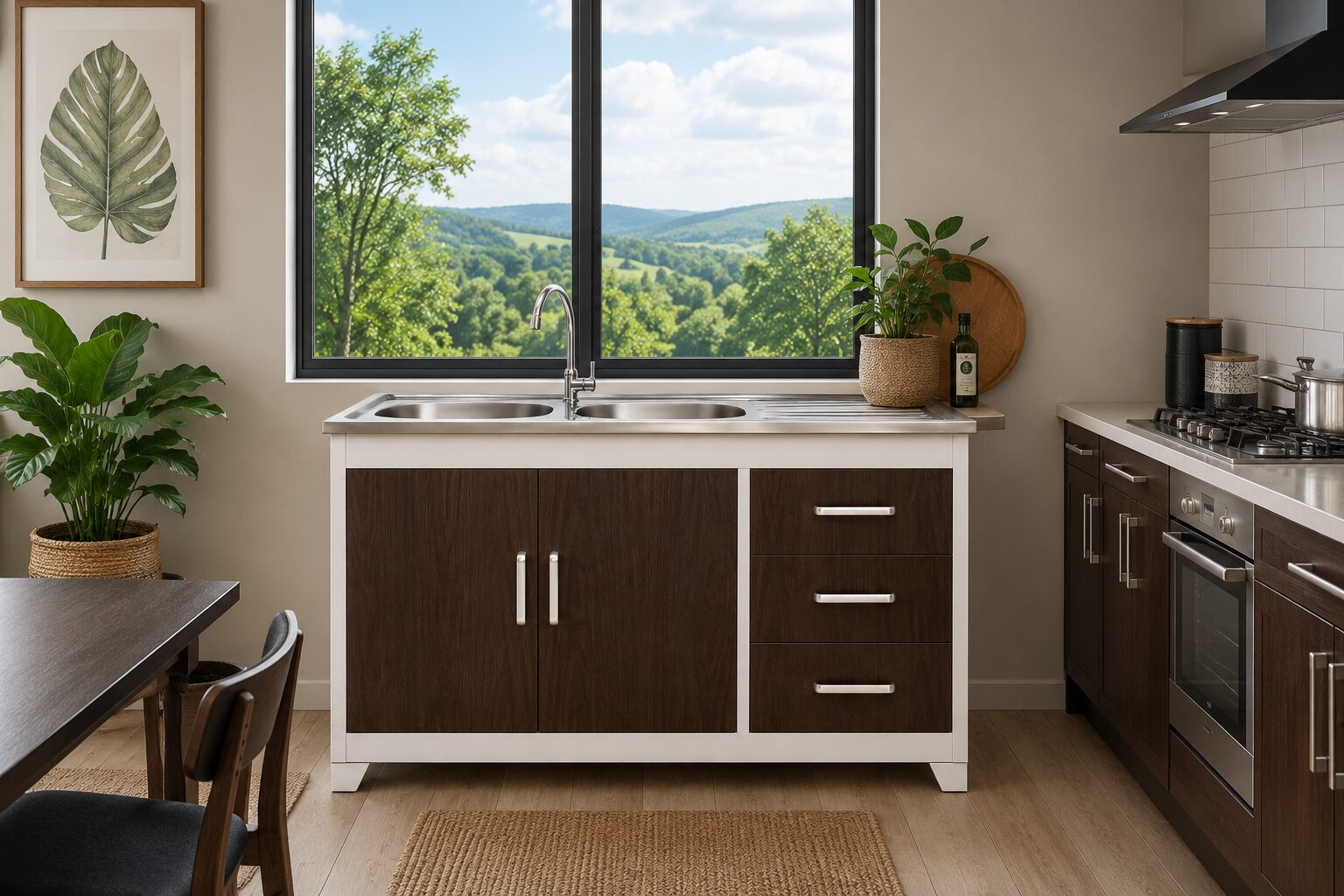QandAHome-Double Bowl Metal Sink