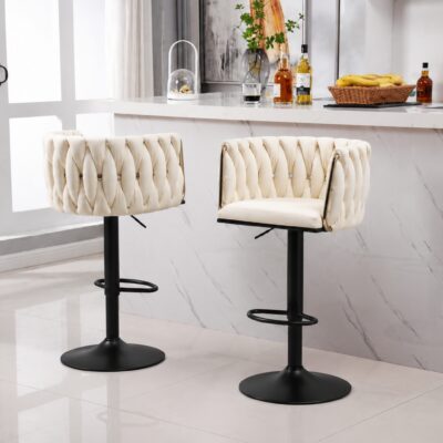 QandAHome-Marlin Black and Gold Barstool