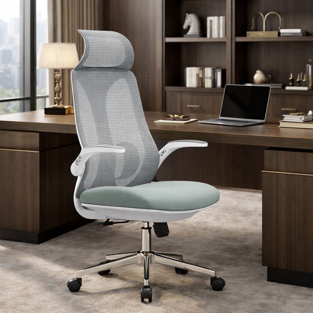 QandAHome-Cindy (Grey) Mesh Office Chair