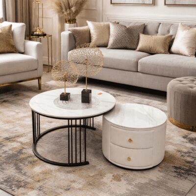QandAHome- Marble Top Nesting Coffee Table