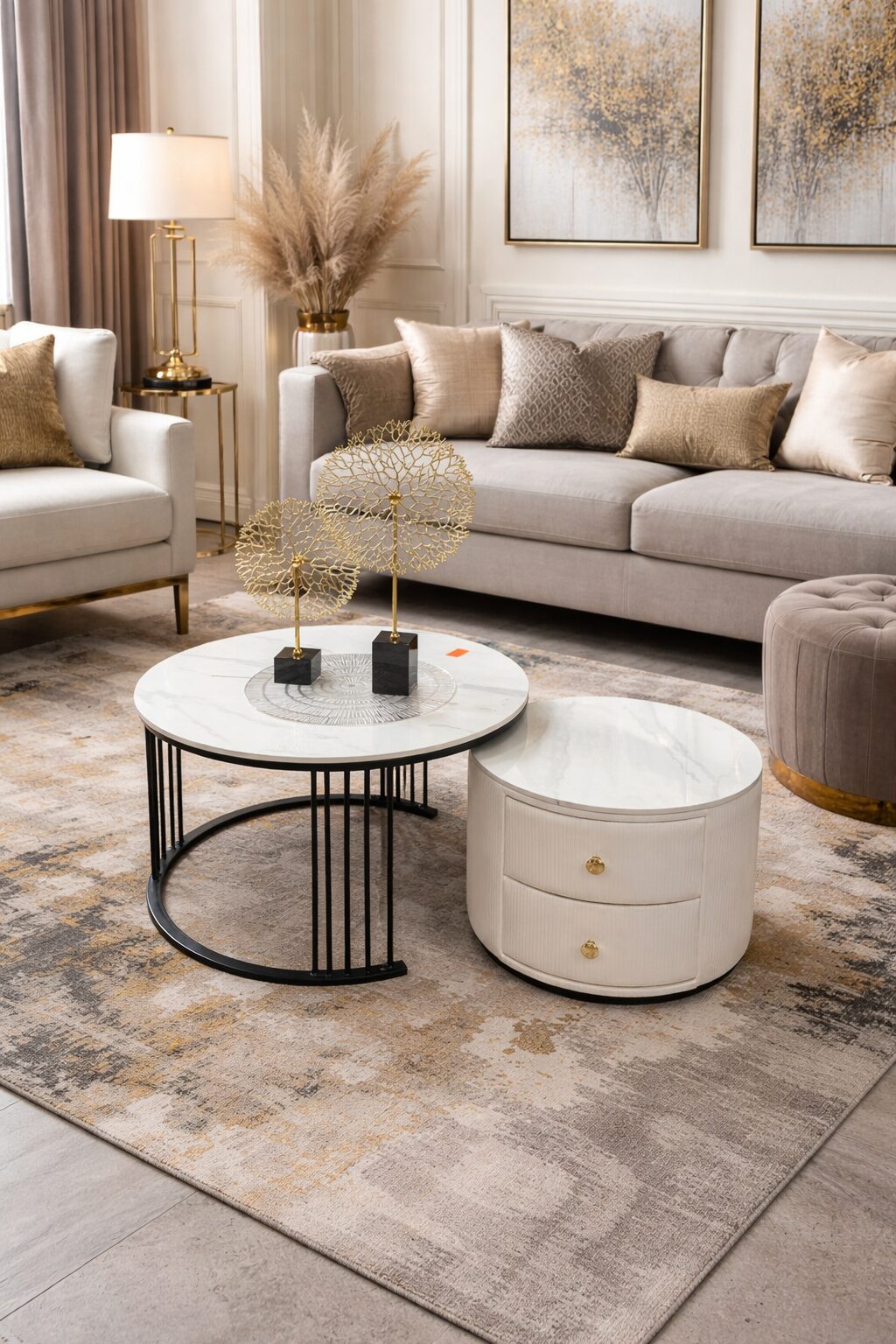 QandAHome- Marble Top Nesting Coffee Table