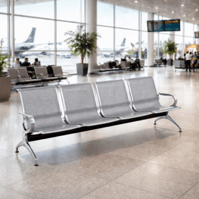 QandAHome-Metal 4 Seater Airport Bench