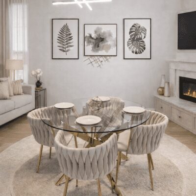 QandAHome-Prestige Velvet Dining Set