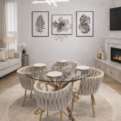 QandAHome-Prestige Velvet Dining Set