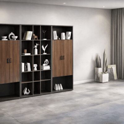 QandAHome-Simplisity Grey and Brown Office Cabnet