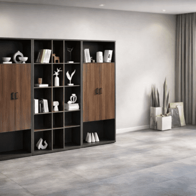 QandAHome-Simplisity Grey and Brown Office Cabnet