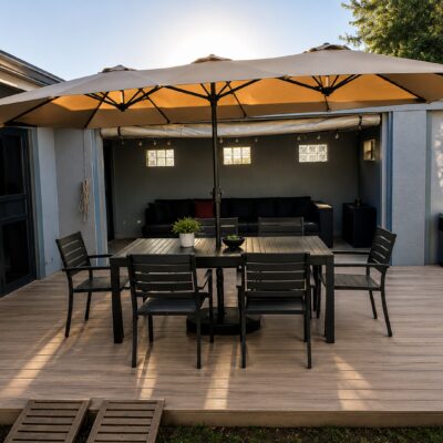 QandAHome-6 Seater Outdoor Set with Umbrella