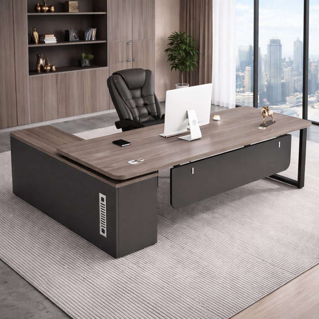Prestige 2 m L-shaped executive desk with side storage