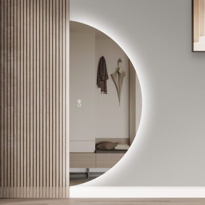 QandAHome-Half Moon Backlit LED Mirror
