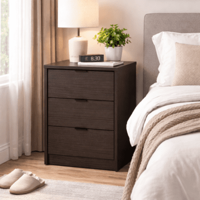 QandAHome-Kairo 3 Drawer wooden Nightstand