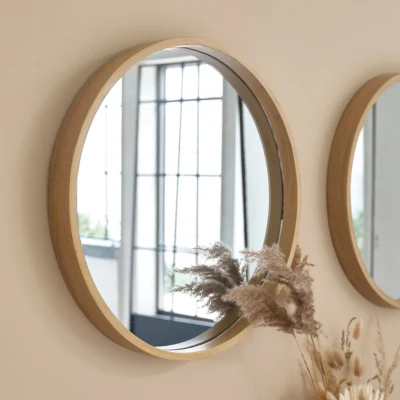 QandAHome-Rosetta Round Wooden Framed mirror