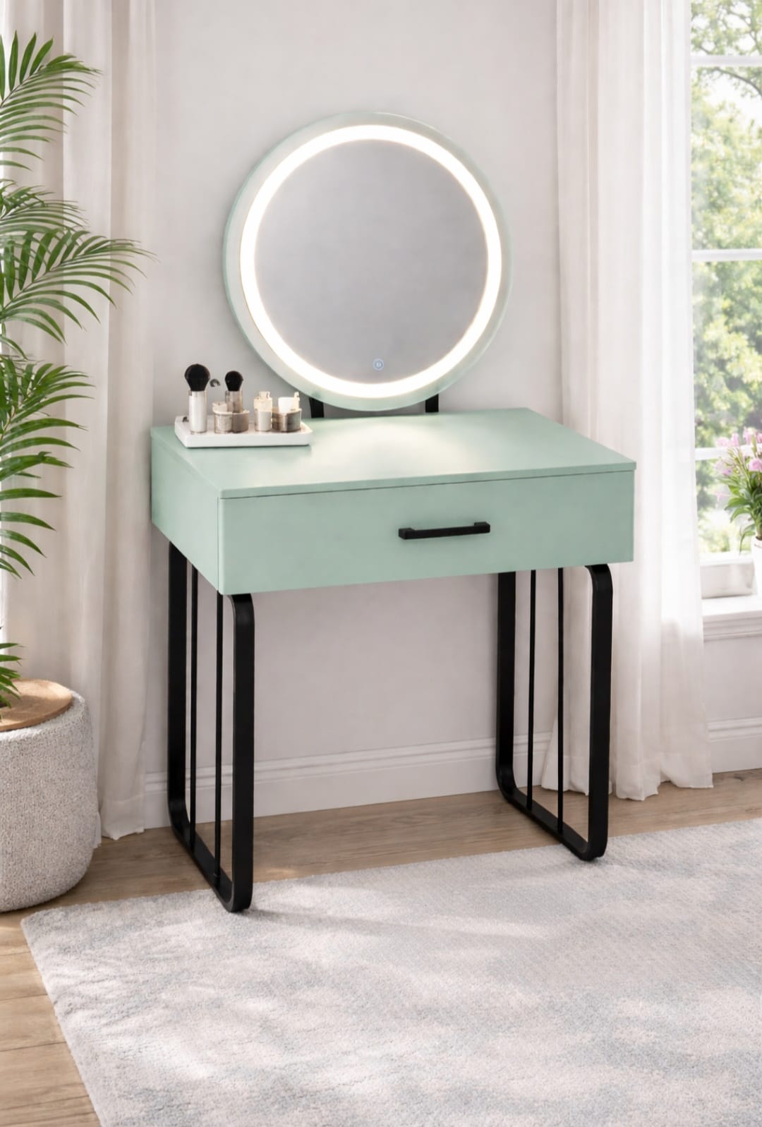QandAHome-Orina 1 Drawer Vanity Dressing table with LED Mirror