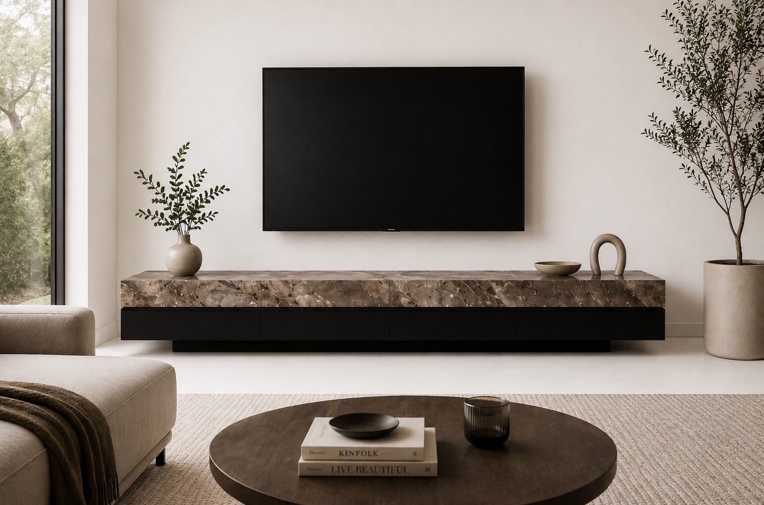 QandAHome-Adeline 2m Marbletop Tv unit