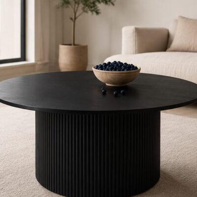 QandAHome – Noir Fluted Round Coffee Table