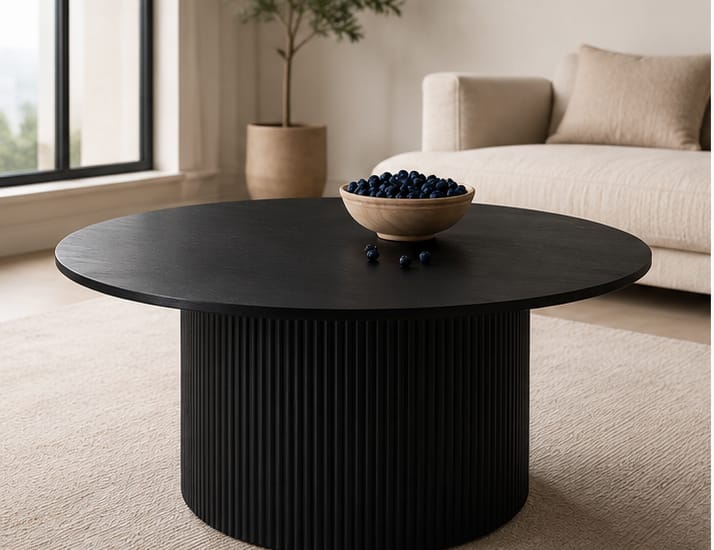 QandAHome – Noir Fluted Round Coffee Table