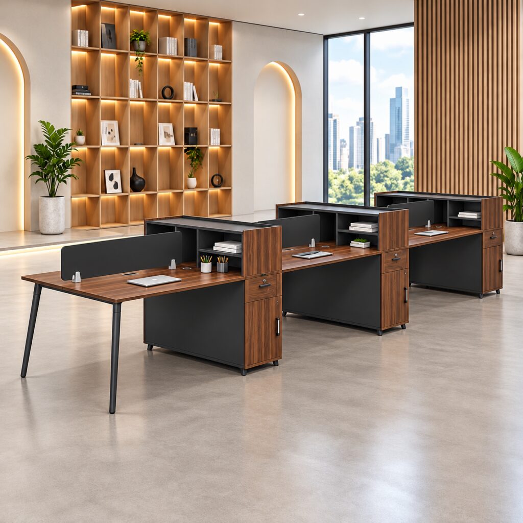 QandAHome Daxen Six-Seater Office Workstation