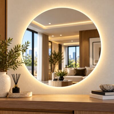 QandAHome - Luna 1m Frameless LED Round Mirror