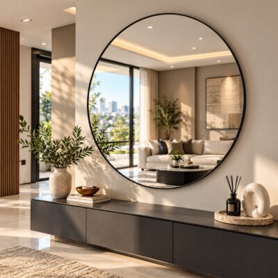 QandAHome - Eclipse Round Wall Mirror