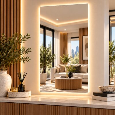 QandAHome - Diana Frameless LED Wall Mirror