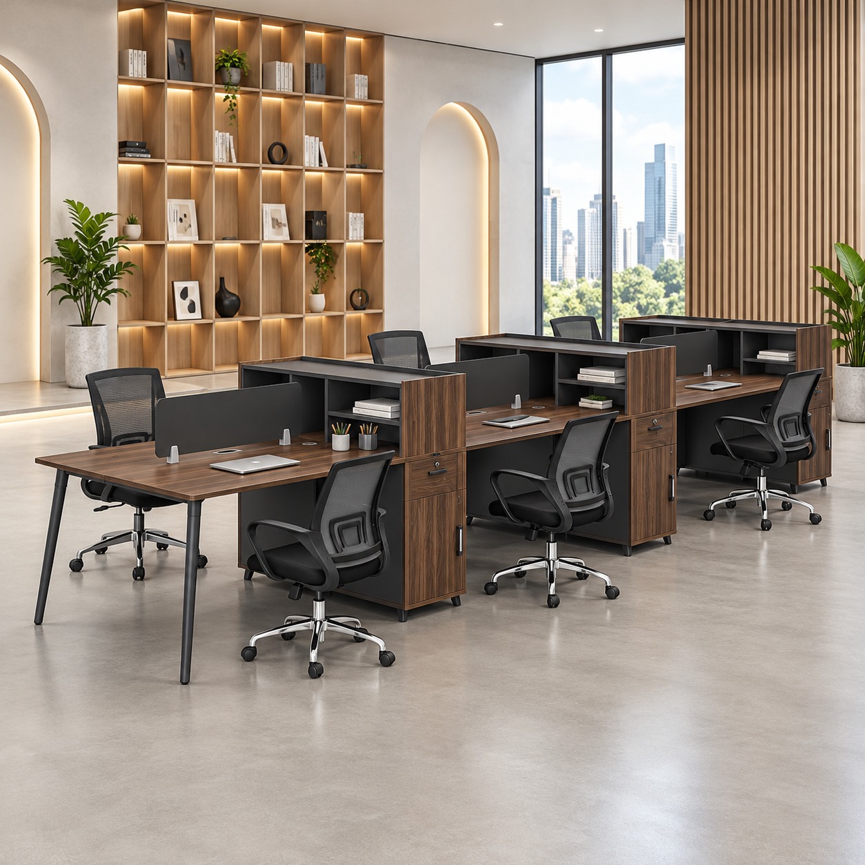 QandAHome Daxen Six-Seater Office Workstation - Image 2