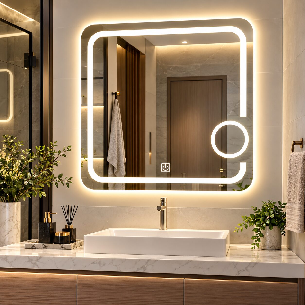 80X80 Square LED Mirror